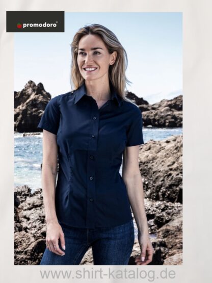 26069-6305-Promodoro-Women`s Poplin Shirt Short Sleeve