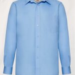 Men´s-Long -Sleeve-Poplin-Shirt-Mid-Blue