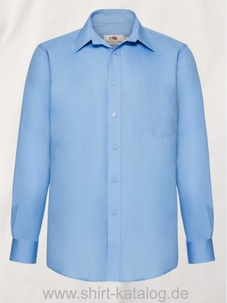 Men´s-Long -Sleeve-Poplin-Shirt-Mid-Blue