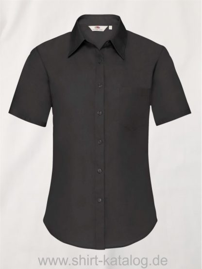 26041-Fruit-of-the-Loom-Short-Sleeve-Poplin-Shirt-Ladies-Black