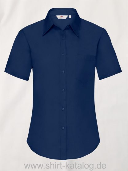 26041-Fruit-of-the-Loom-Short-Sleeve-Poplin-Shirt-Ladies-Navy