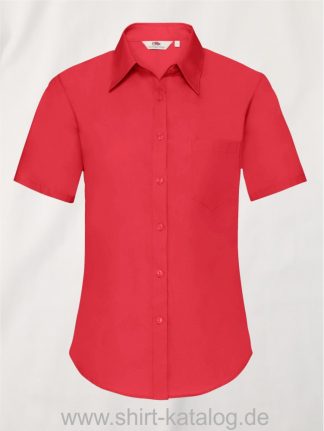 26041-Fruit-of-the-Loom-Short-Sleeve-Poplin-Shirt-Ladies-Red