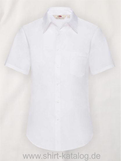 26041-Fruit-of-the-Loom-Short-Sleeve-Poplin-Shirt-Ladies-White