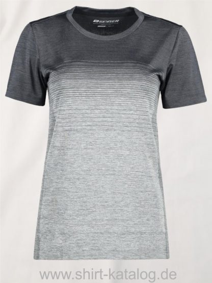 G11024-Woman-seamless-s-s-T-shirt-striped-anthracite-melange-front